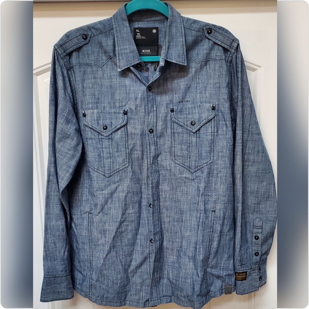 G-Star Raw Men's Light Blue Chambray Shirt Jacket